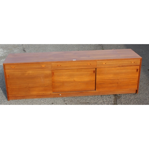 105 - A retro Scandinavian style 3 drawer and 3 door sideboard, seemingly unmarked, approx 184cm wide x 48... 