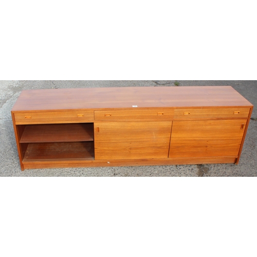 105 - A retro Scandinavian style 3 drawer and 3 door sideboard, seemingly unmarked, approx 184cm wide x 48... 