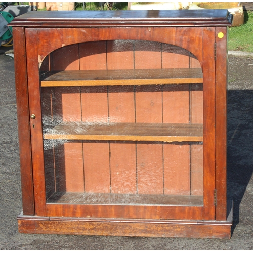 130 - An antique mahogany bookcase with glazed door, approx 105cm wide x 34cm deep x 107cm tall