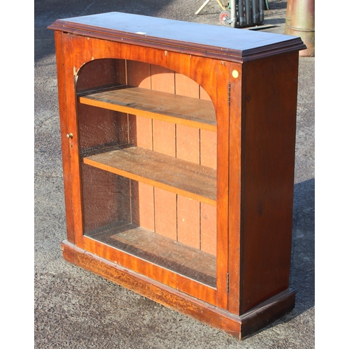 130 - An antique mahogany bookcase with glazed door, approx 105cm wide x 34cm deep x 107cm tall