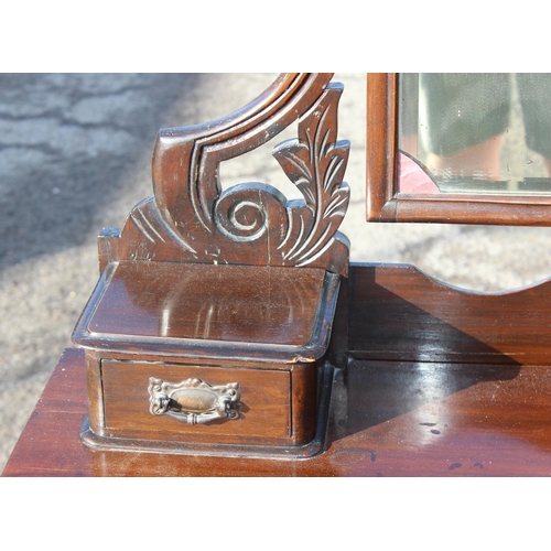 139 - An antique mahogany dressing chest, 2 over 2 chest of drawers with mirror, approx 92cm wide x 42cm d... 