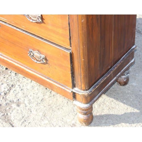 139 - An antique mahogany dressing chest, 2 over 2 chest of drawers with mirror, approx 92cm wide x 42cm d... 