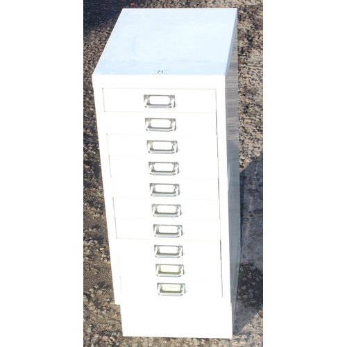 71 - A Bisley style 10 drawer metal cabinet in white, approx 28cm wide x 41cm deep x 71cm tall