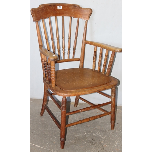 76 - An early 20th century armchair with bentwood seat and turned supports