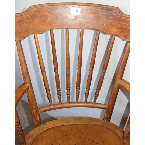 76 - An early 20th century armchair with bentwood seat and turned supports