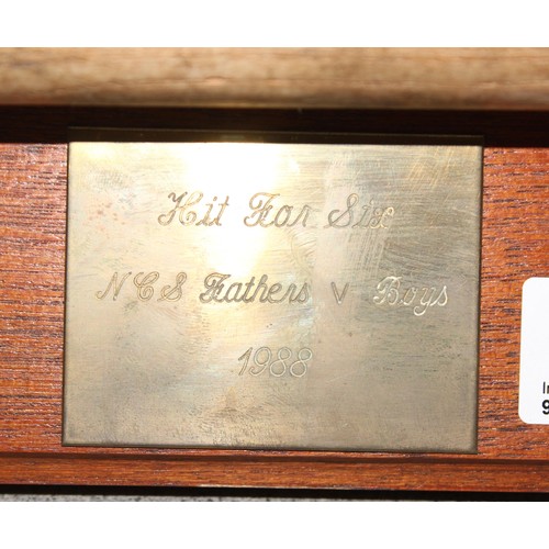 719 - A vintage mounted cricket stump on display plaque