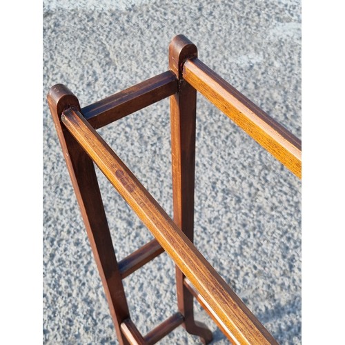 109 - Edwardian mahogany and boxwood stringing inlaid towel rail, approx 72cm x 17cm x 92cm H