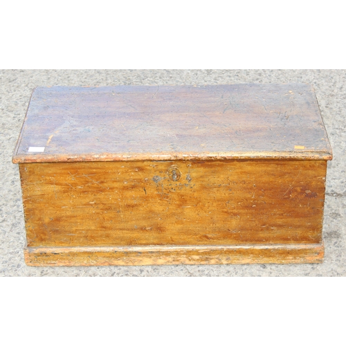 52 - A Victorian stained pine storage box, approx 78cm wide x 42cm deep x 33cm tall