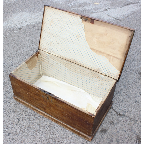 52 - A Victorian stained pine storage box, approx 78cm wide x 42cm deep x 33cm tall