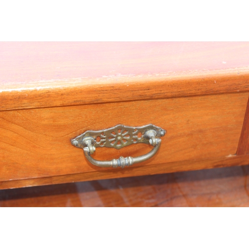 43 - A small antique mahogany writing desk or side table with gallery top, approx 91cm wide x 48cm deep x... 