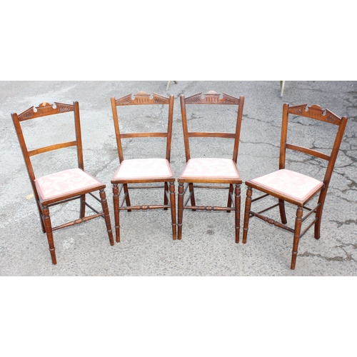 45 - A set of 4 late 19th century mahogany bedroom chairs with upholstered seats