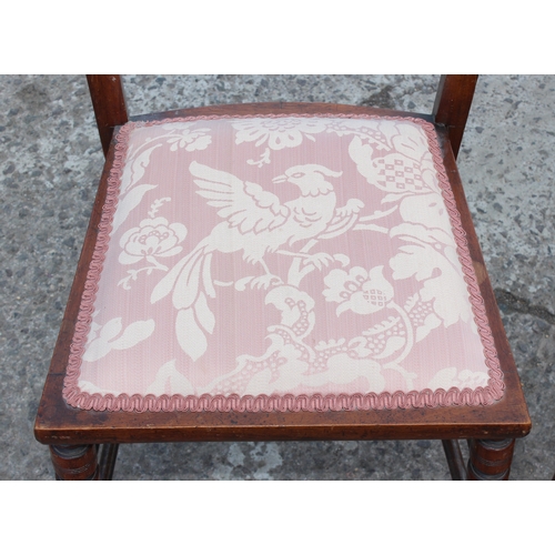 45 - A set of 4 late 19th century mahogany bedroom chairs with upholstered seats