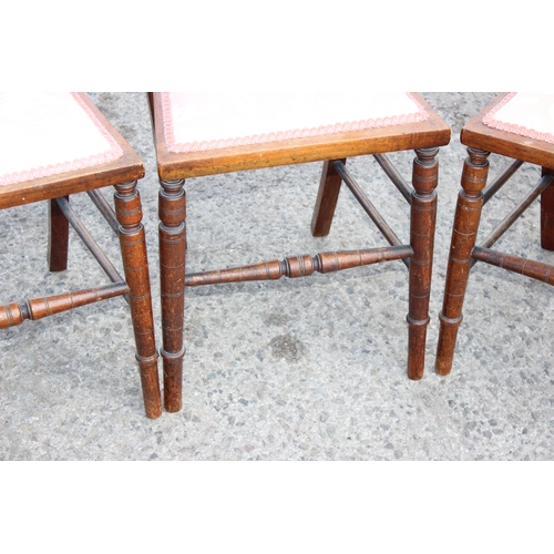 45 - A set of 4 late 19th century mahogany bedroom chairs with upholstered seats