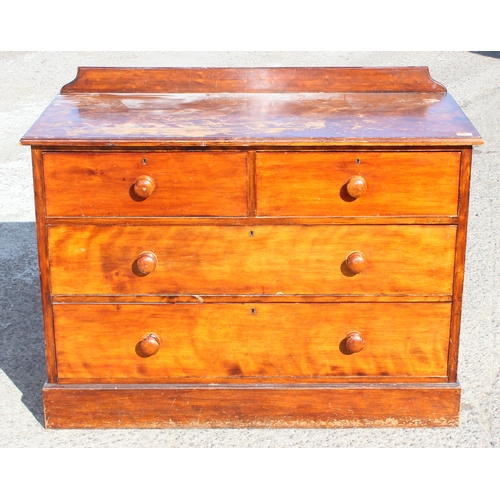 44 - An antique mahogany 2 over 2 chest of drawers with bun handles, approx 117cm wide x 55cm deep x 90cm... 