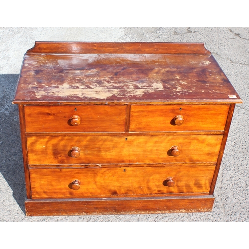 44 - An antique mahogany 2 over 2 chest of drawers with bun handles, approx 117cm wide x 55cm deep x 90cm... 