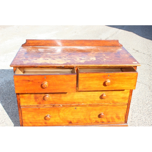 44 - An antique mahogany 2 over 2 chest of drawers with bun handles, approx 117cm wide x 55cm deep x 90cm... 