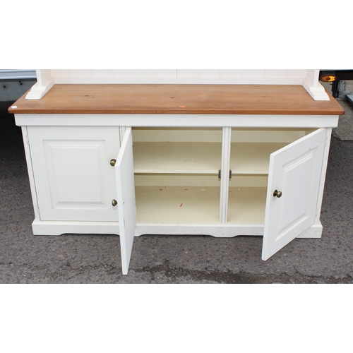 50 - John Lewis, a good quality white painted modern pine farmhouse kitchen dresser, approx 168cm wide x ... 