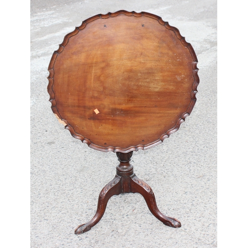 47 - A 19th century mahogany tilt top table with piecrust edge, approx 72cm wide x 72cm deep x 72cm tall