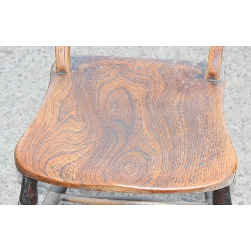 39 - A pair of antique elm seated Oxford chairs, likely 19th century, each approx 82cm tall