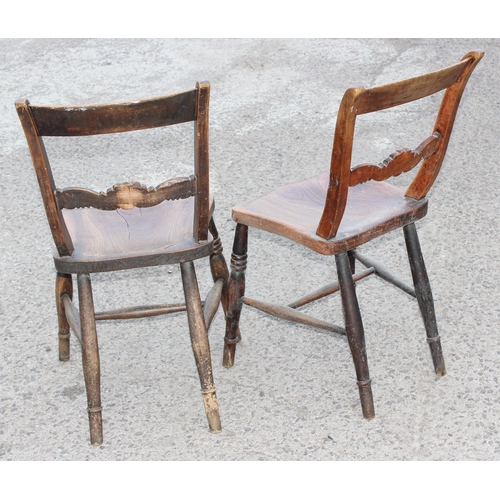 39 - A pair of antique elm seated Oxford chairs, likely 19th century, each approx 82cm tall