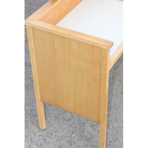 16 - G Plan - Young Ideas Range - A retro 20th century light oak dressing table desk having a teak framed... 