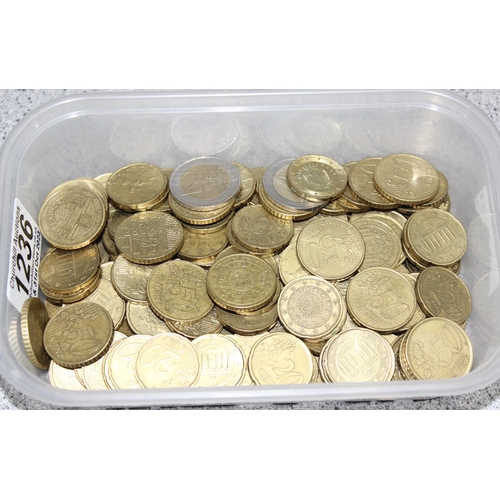 1236 - Qty of assorted mixed euro coins, approx 800g gross