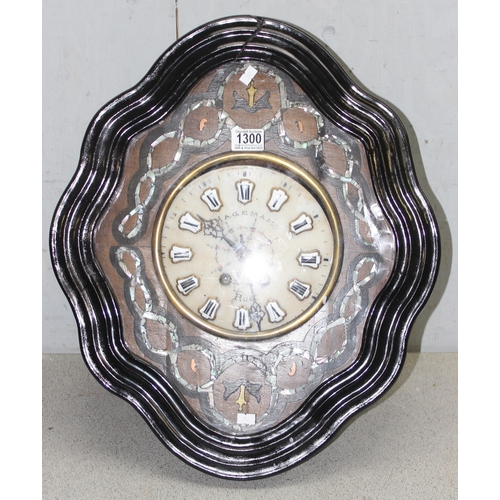 1300 - A 19th century French vineyard clock by Hageman, approx 55cm x 46cm