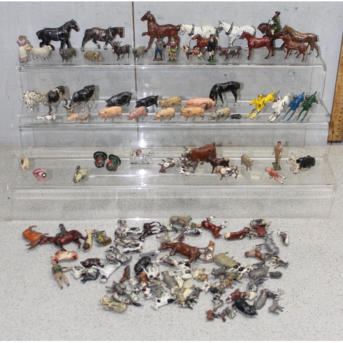 1506 - Qty of vintage play-worn lead (and other metal) figures, mostly animals