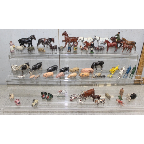 1506 - Qty of vintage play-worn lead (and other metal) figures, mostly animals