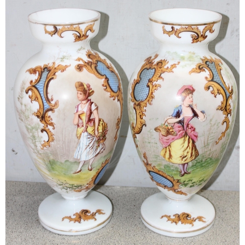 1712 - Qty of glass and ceramic items to incl a pair of milk-glass classical style vases, Sylvac jug, Falco... 