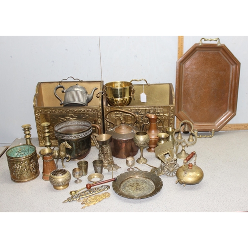 1716 - Large qty of assorted metalware, mainly brass and copper, some pewter