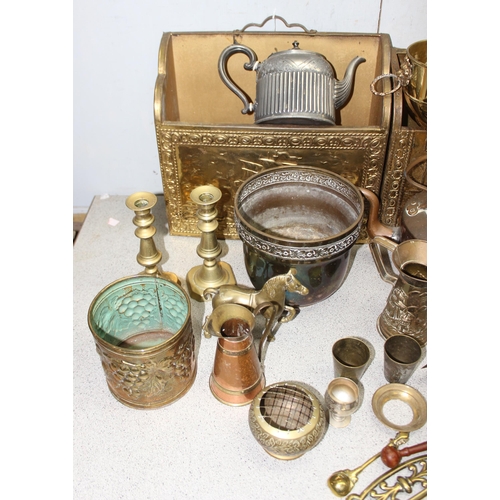 1716 - Large qty of assorted metalware, mainly brass and copper, some pewter