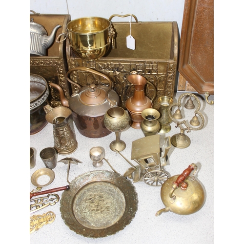 1716 - Large qty of assorted metalware, mainly brass and copper, some pewter