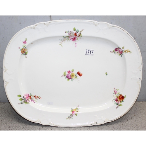 1717 - Large Victorian meat plate with coloured floral decoration, approx 55cm x 42cm), and a Royal Worcest... 