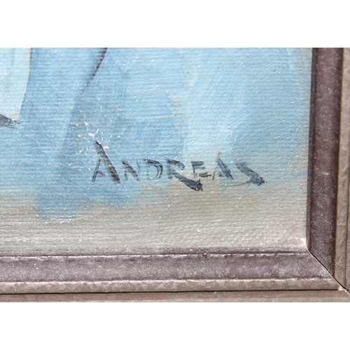 400 - Andreas (XX), a good quality oil on canvas of a boy young boy, approx 43cm x 36cm inc frame