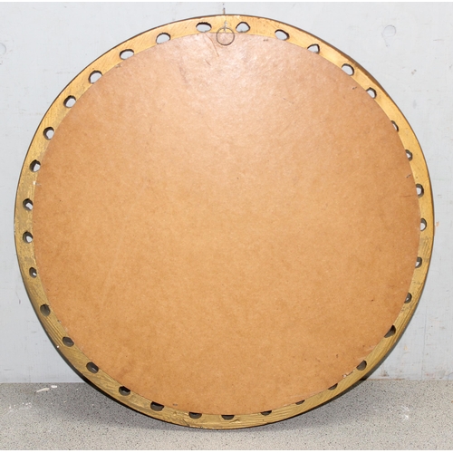 404 - A round antique style gilt plaster convex mirror, approx 50cm in diameter