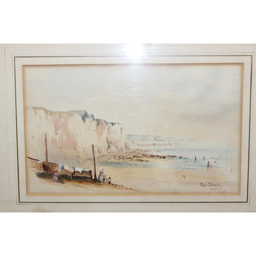 405 - 2 antique coastal watercolours in gilt frames, one of Dieppe dated 1898, the larger approx 80cm x 50... 