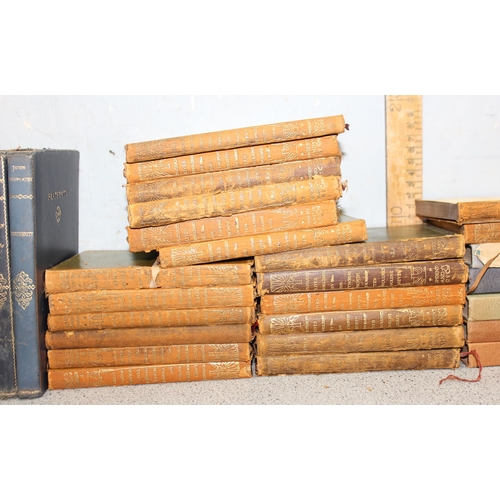 501 - Qty of assorted antique and later books to inc leather bound and Observer etc