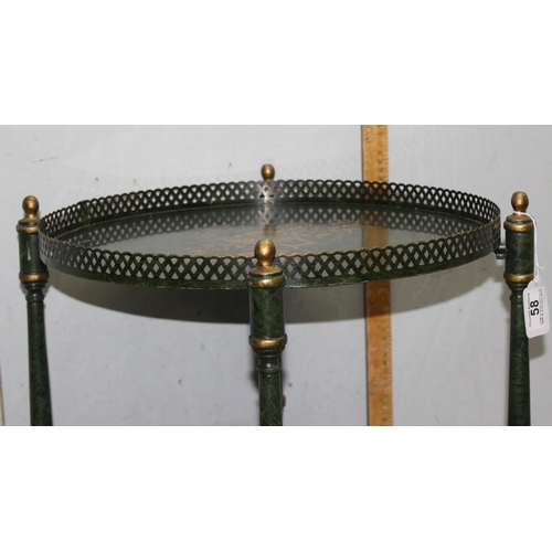 58 - A vintage Italian painted metal folding tray table, approx 50cm in diameter x 57cm tall