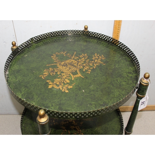 58 - A vintage Italian painted metal folding tray table, approx 50cm in diameter x 57cm tall