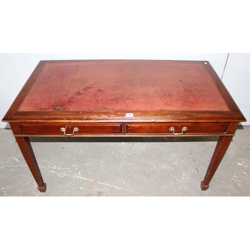 60 - An antique library table with red leather inset top and 2 drawers, approx 137cm wide x 76cm deep x 7... 