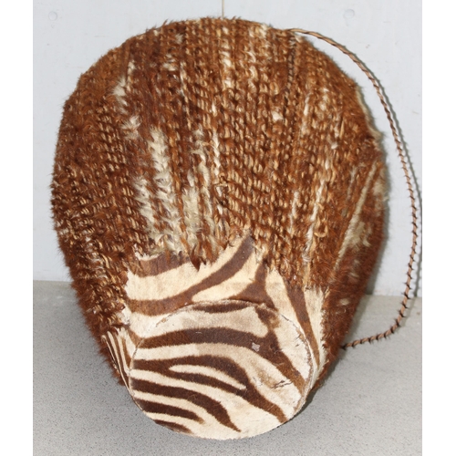 600 - Vintage Zebra skin drum, approx 48cm tall