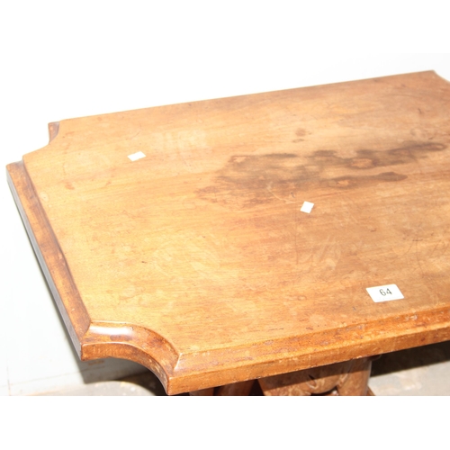 64 - An unusual vintage carved wooden table with elephant base, approx 77cm wide x 52cm deep x 54cm tall