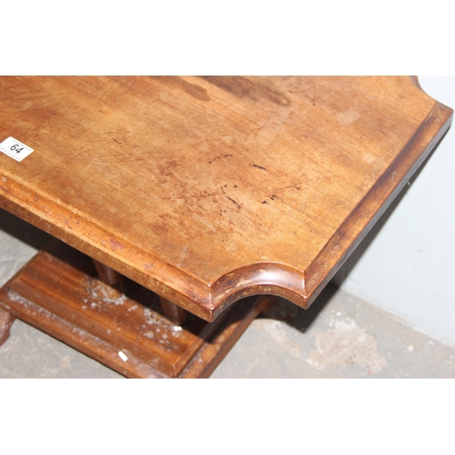 64 - An unusual vintage carved wooden table with elephant base, approx 77cm wide x 52cm deep x 54cm tall