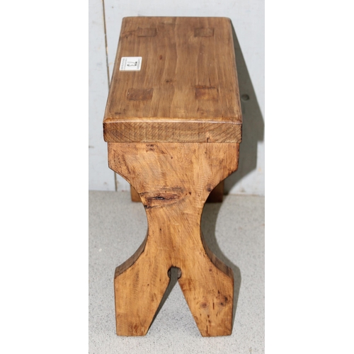 73 - Small pine stool, approx 30cm H x 31cm W x 15cm D