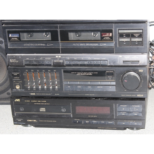 750 - JVC stereo system to include DR-E300L double stereo cassette deck receiver, XL-E300 compact disc pla... 