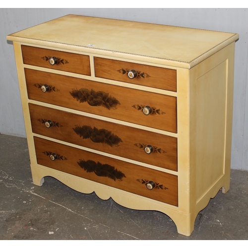 8 - An unusual but good quality painted pine 2 over 3 chest of drawers, approx 107cm wide x 51cm deep x ... 