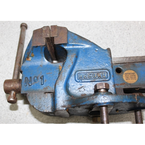 802 - Record no.1 bench vice & further unmarked engineers vice