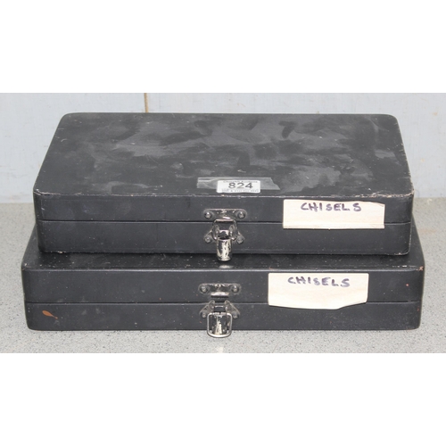 824 - Assorted chisels, in two boxes