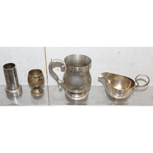 1019 - Qty of assorted antique and later silver plate and pewter items, approx 4kg gross